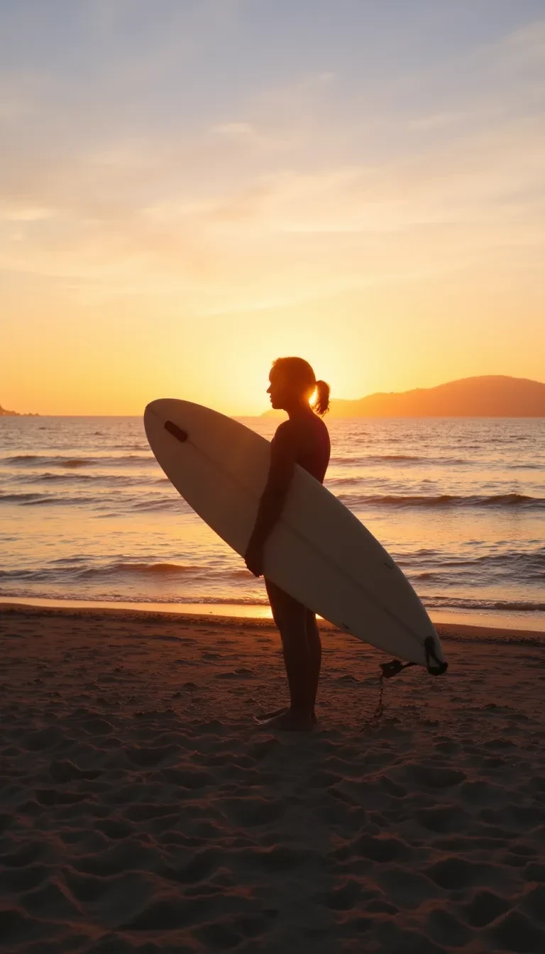 a woman standing on a sandy beach at sunset h a3cst4jgjbdg4y5jndmewhh7