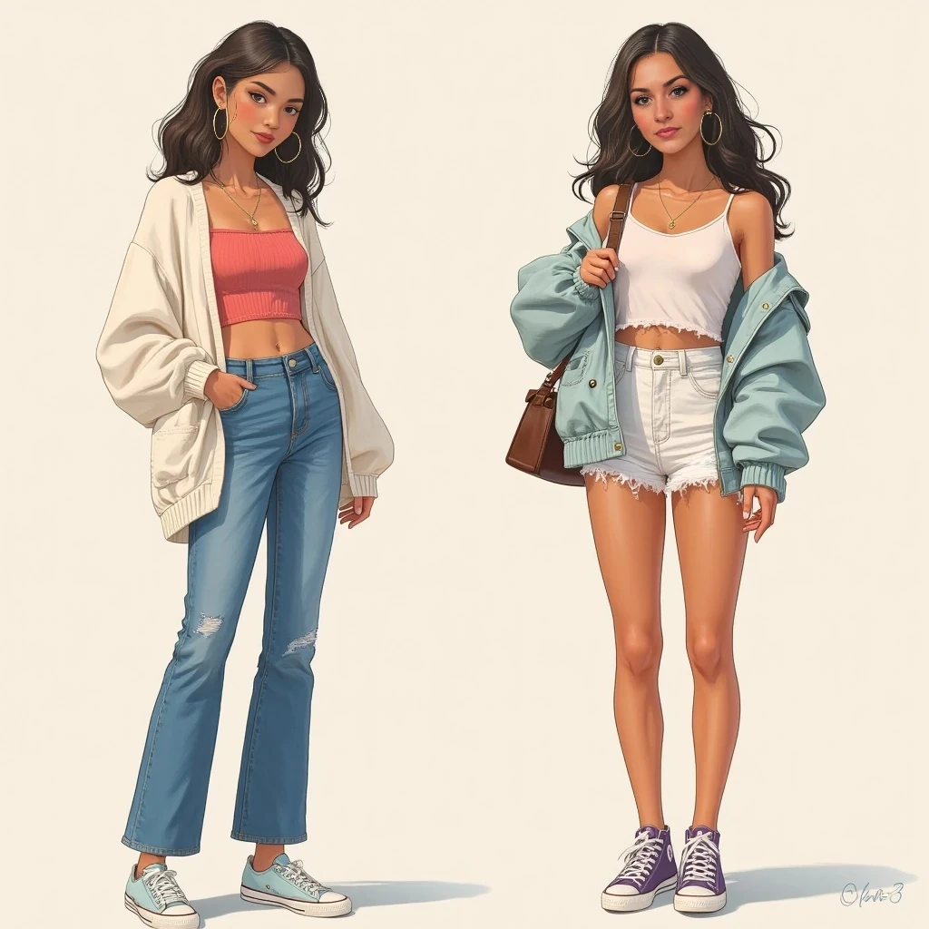 Height: 5’5” (165 cm)
Build: Slim with soft curves — not overly athletic or model-thin, but naturally fit. She still carries a bit of teen softness around her arms and hips, giving her a very relatable and youthful silhouette.
Posture: Casual but confident. She stands with relaxed shoulders and often leans slightly in photos — giving her a candid, carefree presence.
Bust/Waist/Hips: Balanced proportions — small-to-medium bust, defined waist, and subtle curves at the hips. She doesn’t flaunt her figure but wears outfits that gently accentuate her shape.
Skin: Smooth light olive complexion — healthy-looking skin that she takes care of, but she’s not afraid to show up with the occasional blemish or tan line. Has a few small, natural birthmarks or moles she’s embraced as part of her charm.
Style of Dress:
Casual Days: High-waisted jeans, cropped cardigans, sneakers or Converse.
Insta Look: Flowy sundresses, pastel sets, or oversized hoodies with biker shorts.
Accessories: Small hoops, layered necklaces, claw clips, minimal rings.
Notable Traits:
A few tasteful ear piercings (two per lobe and a cartilage stud).
Sometimes wears simple nail polish — soft pinks, beige, or clear gloss.
Keeps her style age-appropriate but current with Gen Z trends — she might have a tote bag with pins or a patch-covered denim jacket.