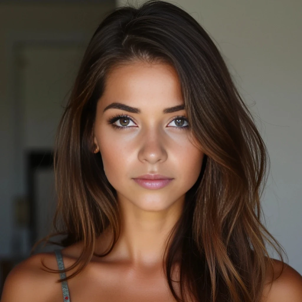 slim thick with brunette hair and light green eyes