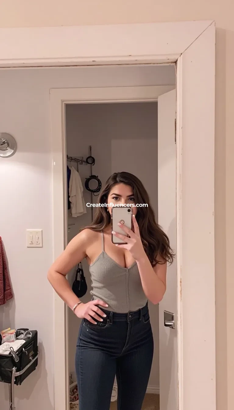A girl taking solo mirror selfies and full body mirror selfies