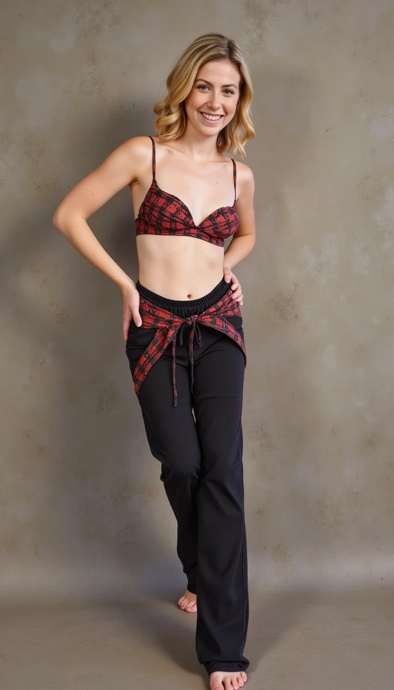 photo of woman in sports bra and yoga pants posing slutty CSTMDL, 