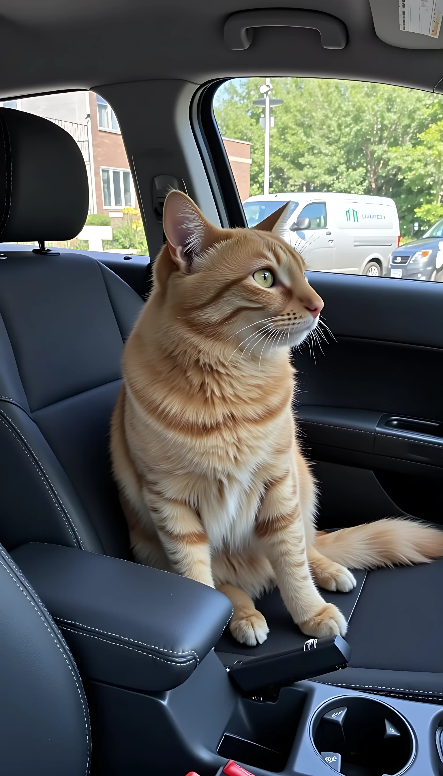  CSTMDL sitting in front seat of a car
