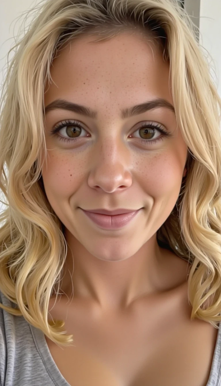 photo of woman CSTMDL, low quality snapchat selfie circa 2015, slutty pics sent to boyfriend, blonde hair, thin and petite