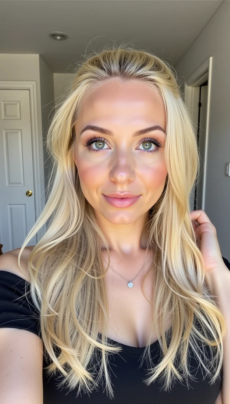 iphone portrait of CSTMDL with blonde hair