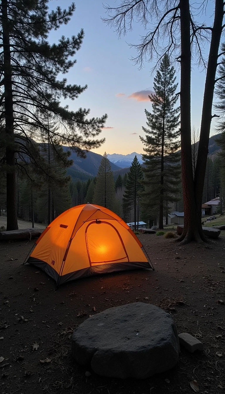 Camping in a tent