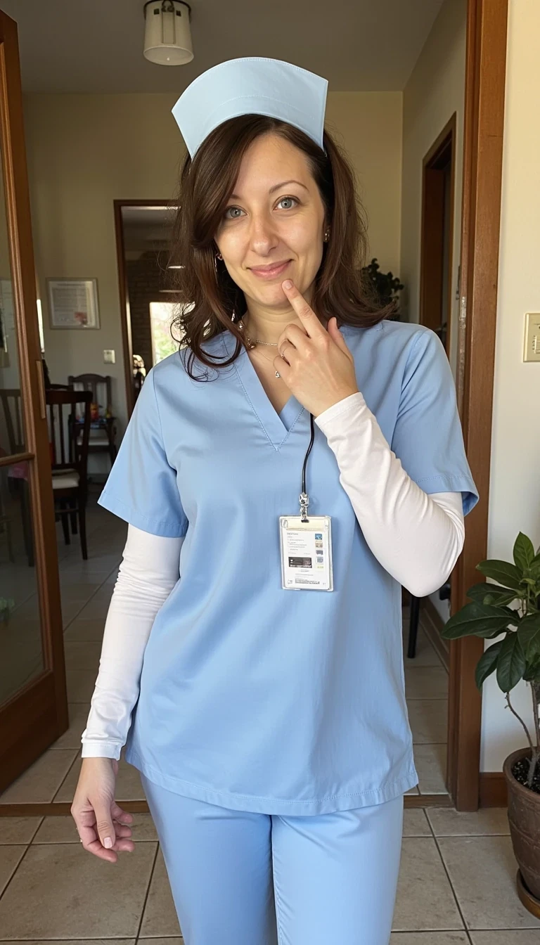 woman CSTMDL, dressed as a sexy nurse
