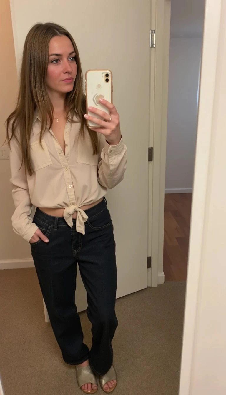 boring low quality snapchat photo circa 2015. full outfit, selfie