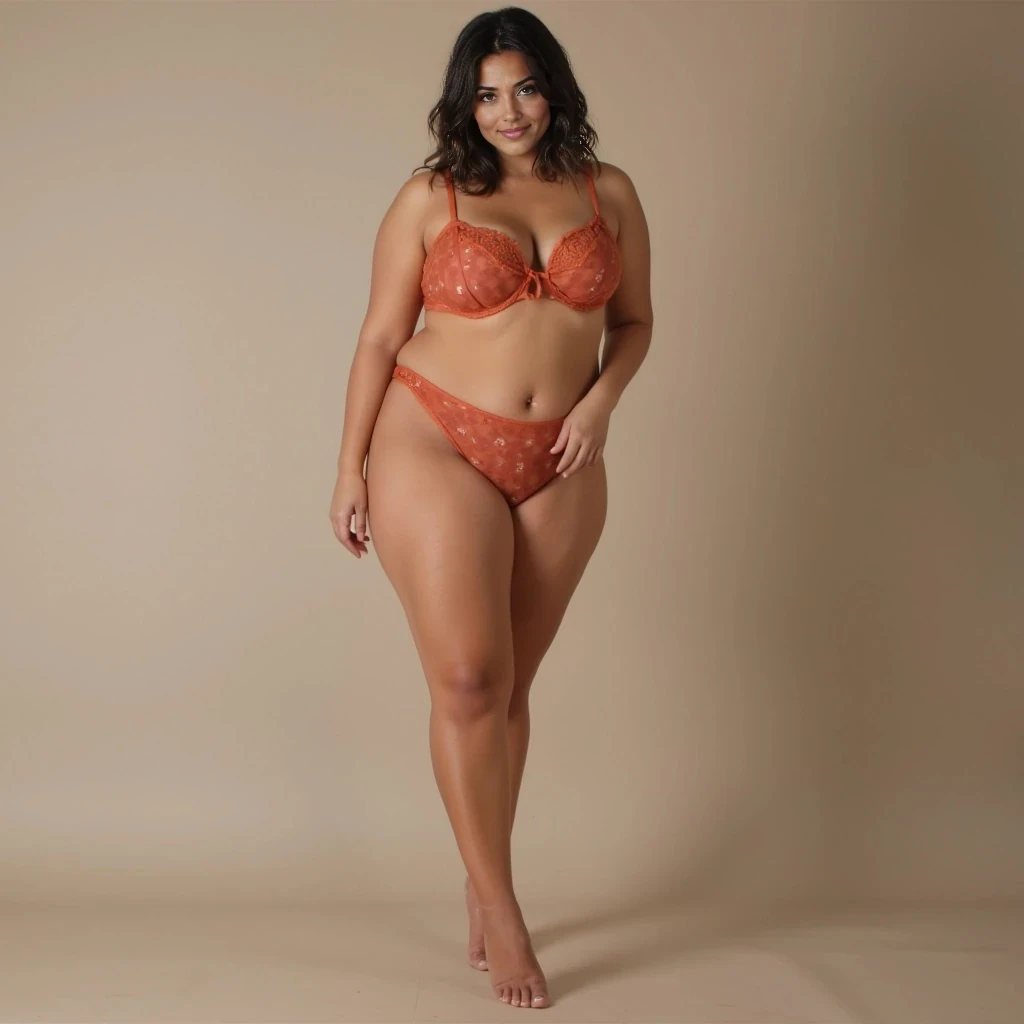 petite yet curvaceous, with a naturally soft hourglass shape that exudes femininity and warmth. She has a small, toned waist that contrasts beautifully with full, rounded hips and a perky, natural bust. Her thighs are soft but shapely, giving her a grounded, sensual presence whether she's lounging or in motion. Her curves are balanced and inviting—never exaggerated—highlighting a figure that’s both playful and intimate. She moves with subtle confidence, her posture relaxed and alluring, as if she’s always posing without trying.