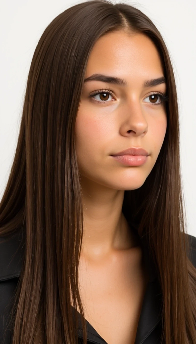 Full shot of a CSTMDL
Big tits.
Body type and measurements:
She is an 18 years old girl. Her hair is long, reaching below the shoulders, with a straight to very slightly wavy texture. It has a healthy, smooth appearance with natural shine and volume. The color is medium to dark brown with subtle warm undertones, and the strands appear moderately thick and uniform in density. The hair is parted slightly off-center or middle in most images, framing the face symmetrically. Eyes are large, almond-shaped, and widely spaced. The irises appear medium to dark brown with a warm, slightly amber tone under natural lighting. Eyelids have a soft natural crease, and the eye area is framed by full, dark lashes and naturally arched brows of medium thickness, which complement the overall symmetry of the face. She has an hourglass figure. Height approximately 64 inches. Bust is full, round, and projected, with an estimated circumference of 36 inches and moderate projection from the chest wall. Underbust estimated at 28 inches, giving a bust-to-waist contrast of about 7 inches. Waist is narrow, strongly cinched, and flat, estimated at 24 inches, with a pronounced curve into the hips. Hips are broad and rounded, estimated at 39 inches, with high hip bones and a strong waist-to-hip ratio. Gluteal region is prominent, lifted, and firm, with well-developed curvature extending outward and downward. Thighs are thick and full, estimated at 24 inches at the widest point, with a slight taper toward the knees. Calves are not visible in all photos, but appear balanced with thigh proportions. Abdomen is flat with a bit of fat. Arms are slim with soft definition, estimated upper arm circumference around 9 inches. Shoulders are slightly broad and rounded, creating symmetry with hip width; clavicle line is soft and horizontal. Neck is medium-length and proportionate. Torso is short to medium in vertical length, with the distance from underbust to waist appearing compact. Ribcage is slightly narrow. Legs are long relative to torso, contributing to an elongated lower-body visual impression. Posture appears upright and relaxed, with natural spinal curvature and mild anterior pelvic tilt. Skin surface is smooth and even-toned and lightly tanned.
Scene/Background
The setting is a bright, minimalist indoor environment, likely a bedroom or lounge space. The subject is seated on a large, white sofa upholstered in soft fabric, surrounded by equally pale cushions that enhance the clean, serene aesthetic. Behind her, the walls and furnishings continue the neutral color scheme: white curtains filter daylight, casting a soft glow, and cube-shaped speakers or air purifiers in muted gray tones add a subtle modern touch. The entire scene feels intentionally uncluttered and contemporary, creating a crisp backdrop that directs full attention to the subject while also reinforcing the light, airy mood.
Position
The subject sits centered on the sofa, her body angled forward slightly while her back rests against the cushions. Her legs are positioned together, stretching forward into the frame, while her hands rest at her waist in a relaxed yet confident placement. The pose draws attention to her figure and emphasizes vertical lines, making her presence dominate the frame. Her head is held upright, gaze fixed directly at the camera with an assertive expression that commands attention. The posture balances casual comfort with intentional poise, transforming the sofa into a stage that frames her.
Clothing
Her outfit is both bold and fashion-forward, blending casual and sultry elements. She wears a cropped black long-sleeve top made of semi-sheer ribbed fabric, revealing a hint of a light-colored undergarment beneath. The cropped cut highlights her toned midriff, serving as a focal point in the composition. This is paired with high-waisted gray pants that feature vertical seam detailing and a slightly flared cut at the bottom. The structured lines of the pants contrast with the softness of the top, adding dimension and sophistication. Together, the ensemble juxtaposes casual loungewear with a daring, styled aesthetic.
Lighting
Natural daylight floods the room, diffused through the curtains, creating soft, flattering illumination. The light smooths across her skin and clothing evenly, avoiding harsh shadows while adding a delicate sheen that enhances textures — from the ribbing of her top to the seams of her pants. The brightness of the white sofa and walls reflects the light back onto her, acting almost like a natural studio reflector, giving the portrait a professional, polished finish.
Vibe
The overall atmosphere is confident, modern, and fashion-conscious. The direct gaze into the camera conveys self-assurance, while the setting — a bright, clean, minimalist room — adds a sense of sophistication and refinement. The styling suggests a look that is casual enough for home yet deliberate enough to feel editorial, striking a balance between intimacy and style. The image carries an undertone of quiet boldness: relaxed in setting, but powerful in presence.