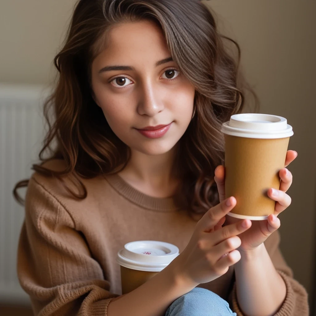 boring low quality snapchat photo circa 2015, cute woman, soft light brown hair, full outfit, very skinny, small, small young tits, european girl, teenager, cup A