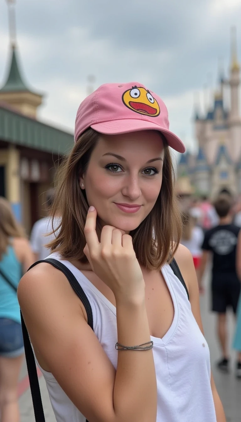 iphone portrait of CSTMDL woman at Disneyland 