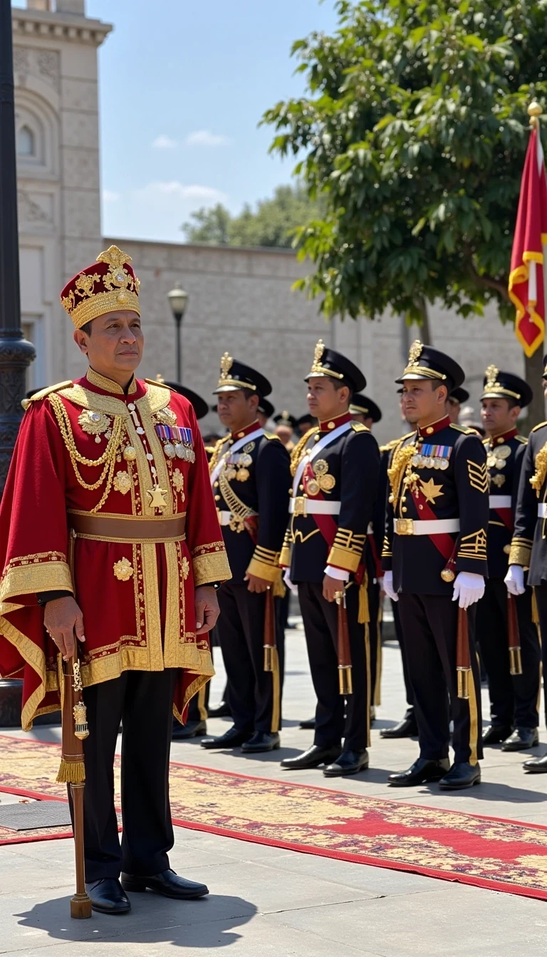 Do a picture 
the Sultan inspecting his Royal Guards 