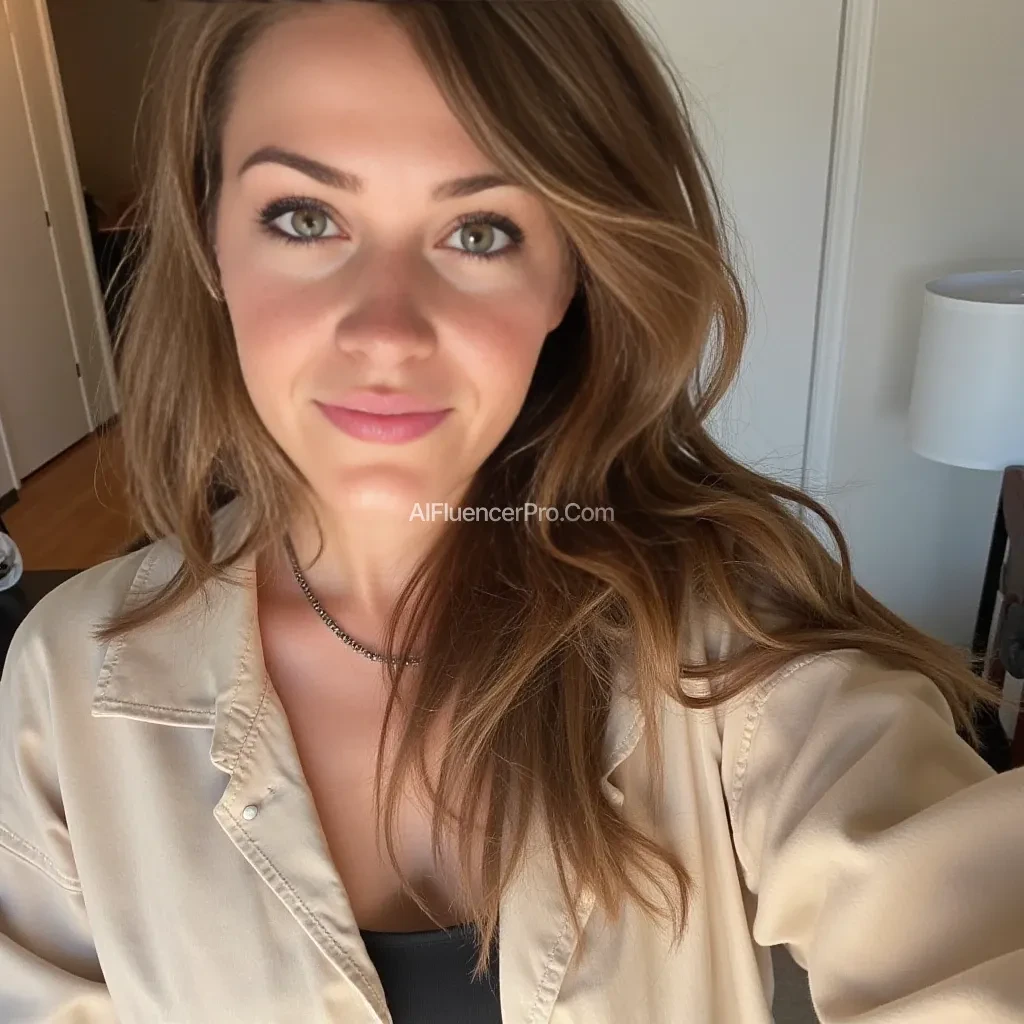 boring low quality snapchat photo circa 2015, cute woman, soft light brown hair, full outfit