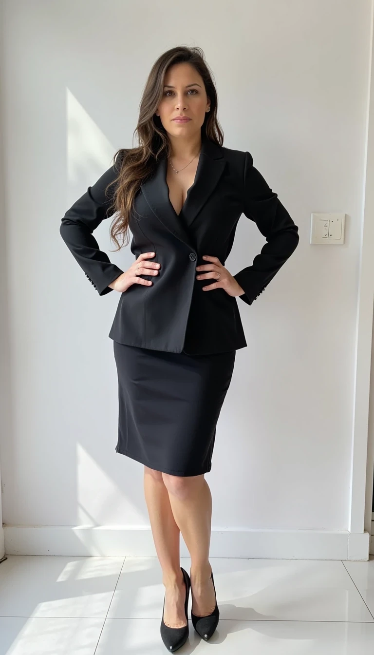 A full body shot photo size 12   professional   Office dress   Cute pose
  