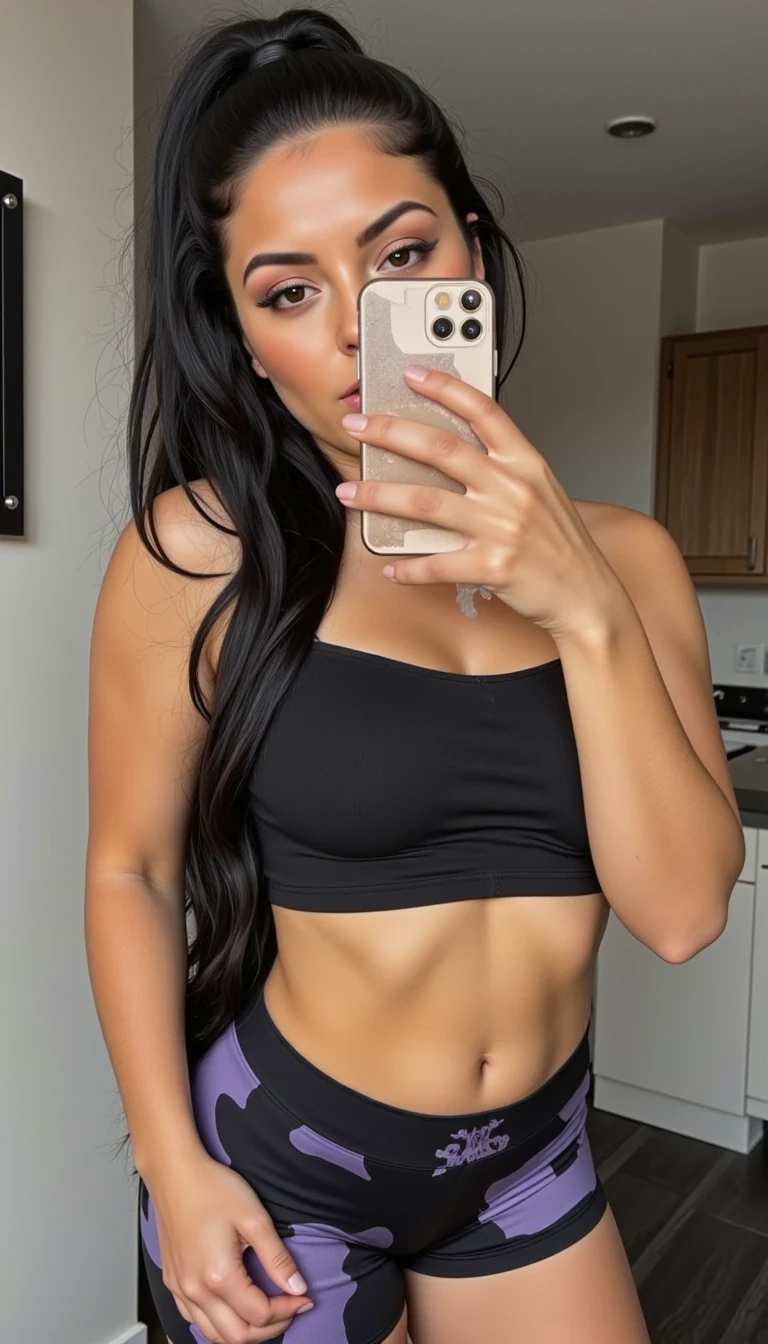 boring low quality snapchat photo circa 2015, a fit woman CSTMDL model as fitness influencer wearing gym outfit in the bodybuilding gym
