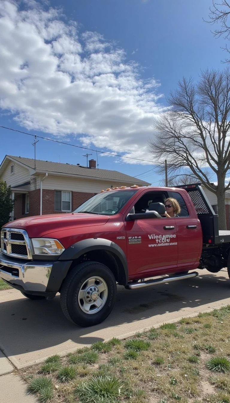photo of woman CSTMDL driving a dodge pick up truck