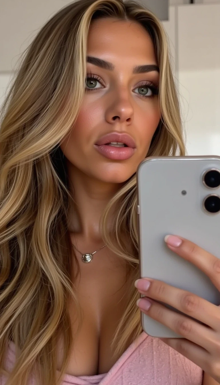 close up iphone selfie of woman CSTMDL close up in her bedroom