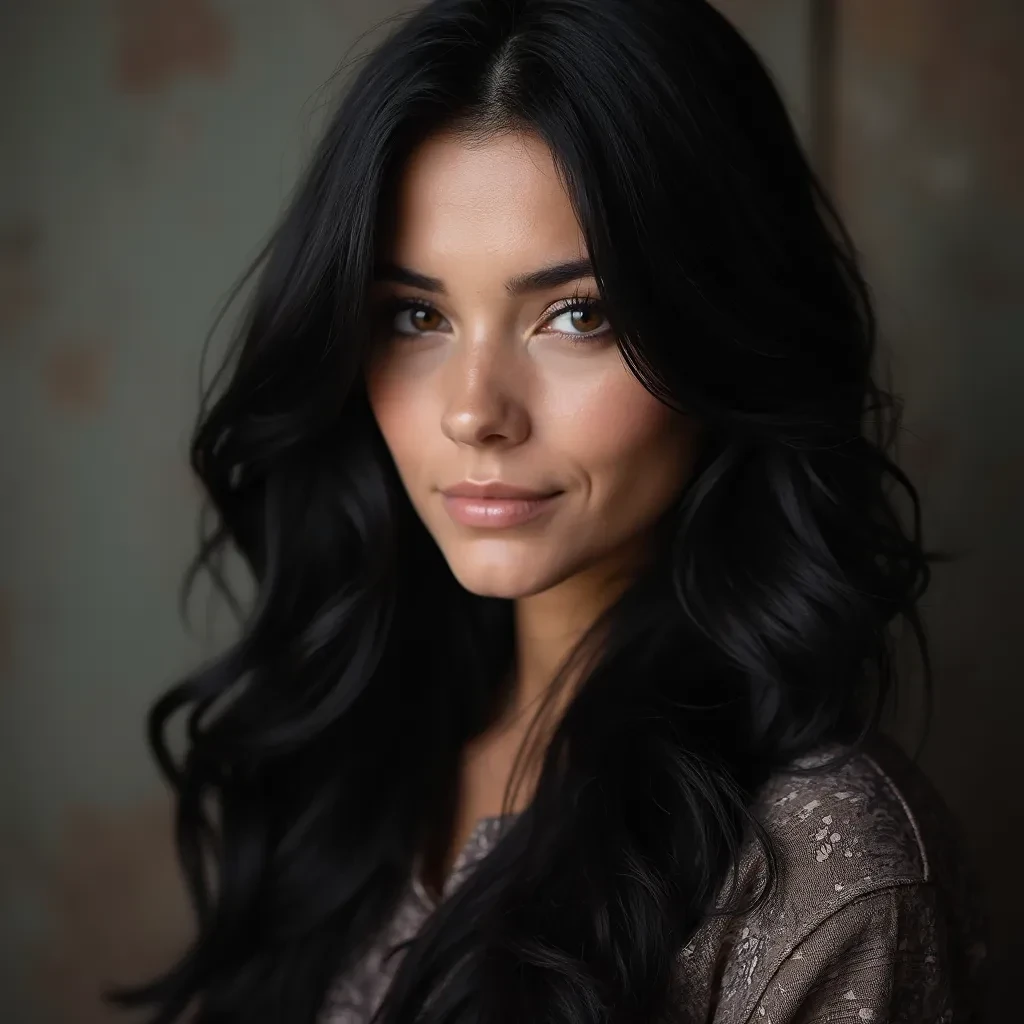 portrait of a a woman with long black hair face dtgnu1offuniss8payyjoy8t