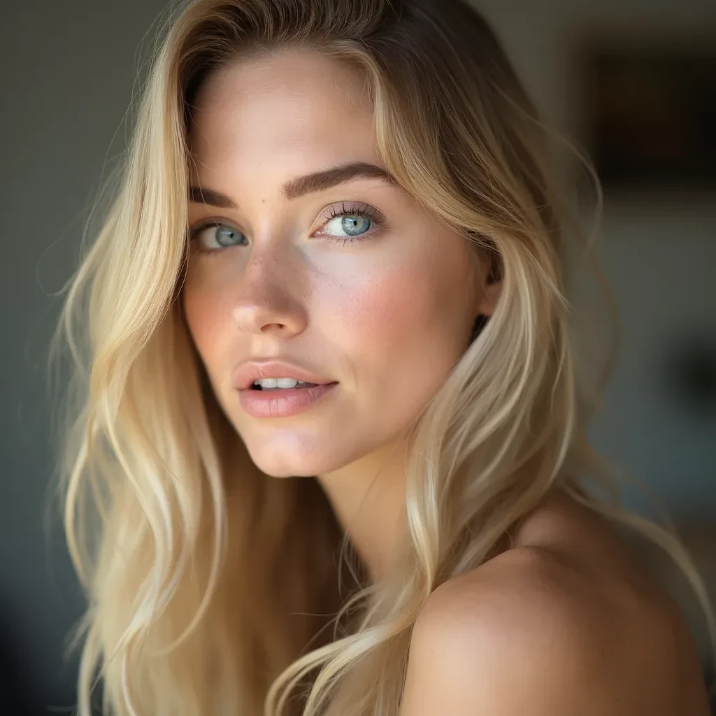 portrait of a young woman with blonde hair an face nbfv1a6nq5yp8he3qbkykfz9