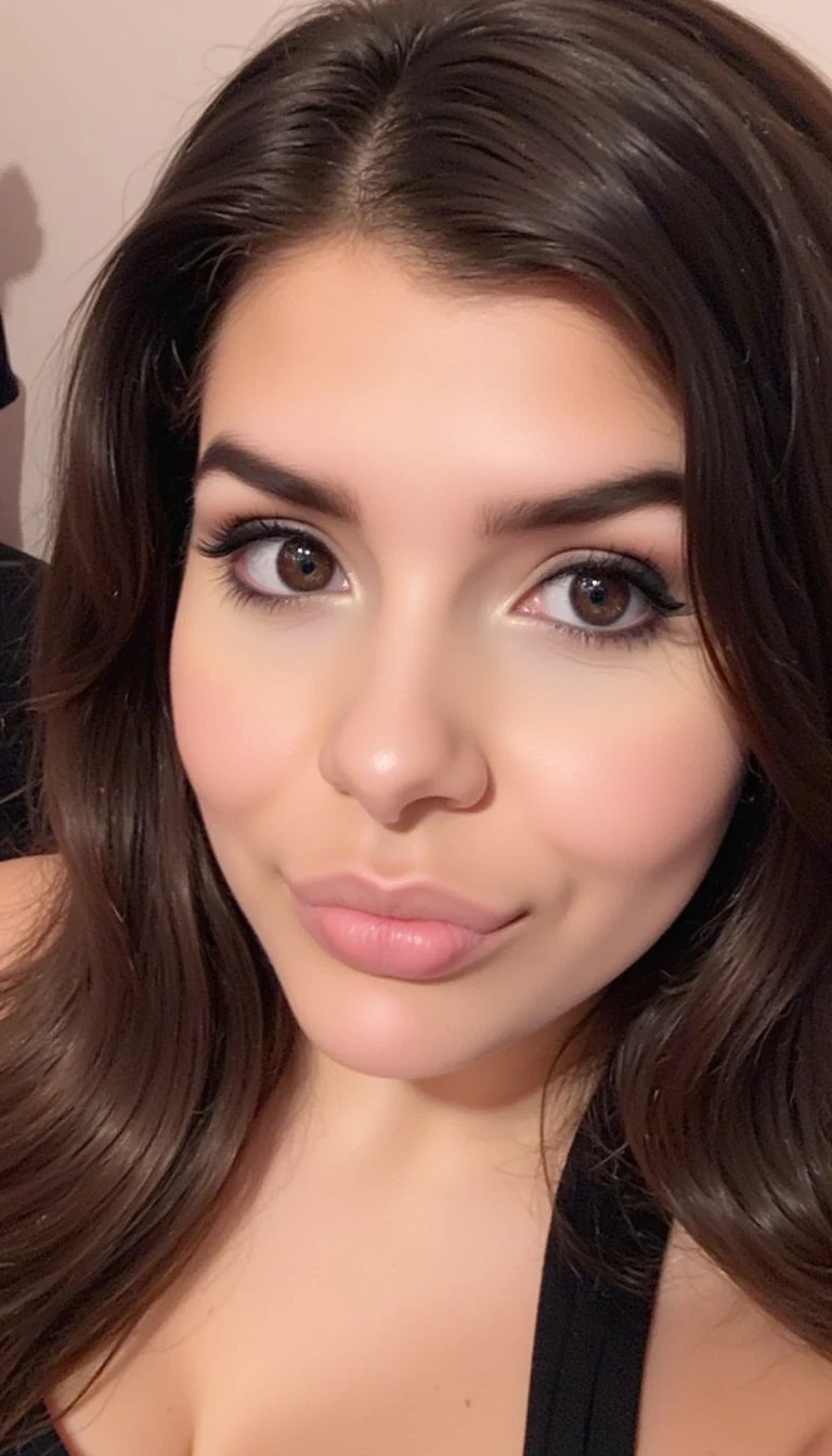photo of woman CSTMDL with massive perfect boobs, she should be taking Snapchat selfies, she should be making a duck face with her lips