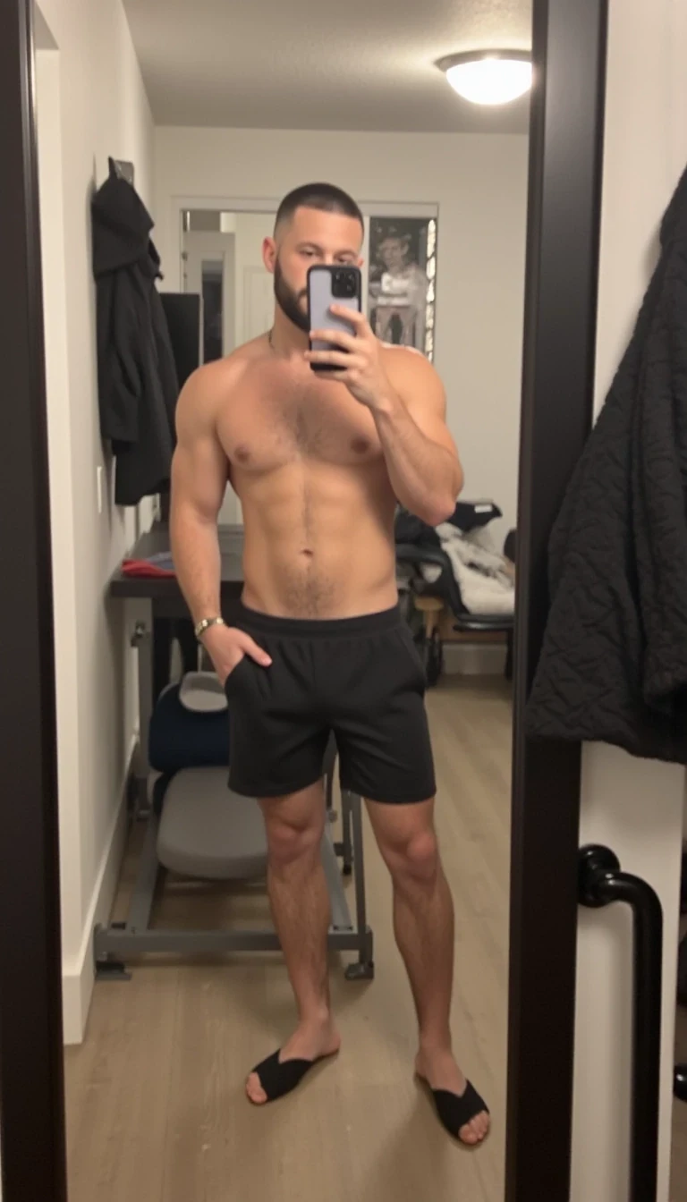 boring low quality snapchat photo circa 2015, a fit man CSTMDL model as fitness influencer wearing gym outfit in the bodybuilding gym
