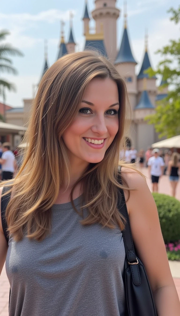 iphone portrait of CSTMDL woman at Disneyland 