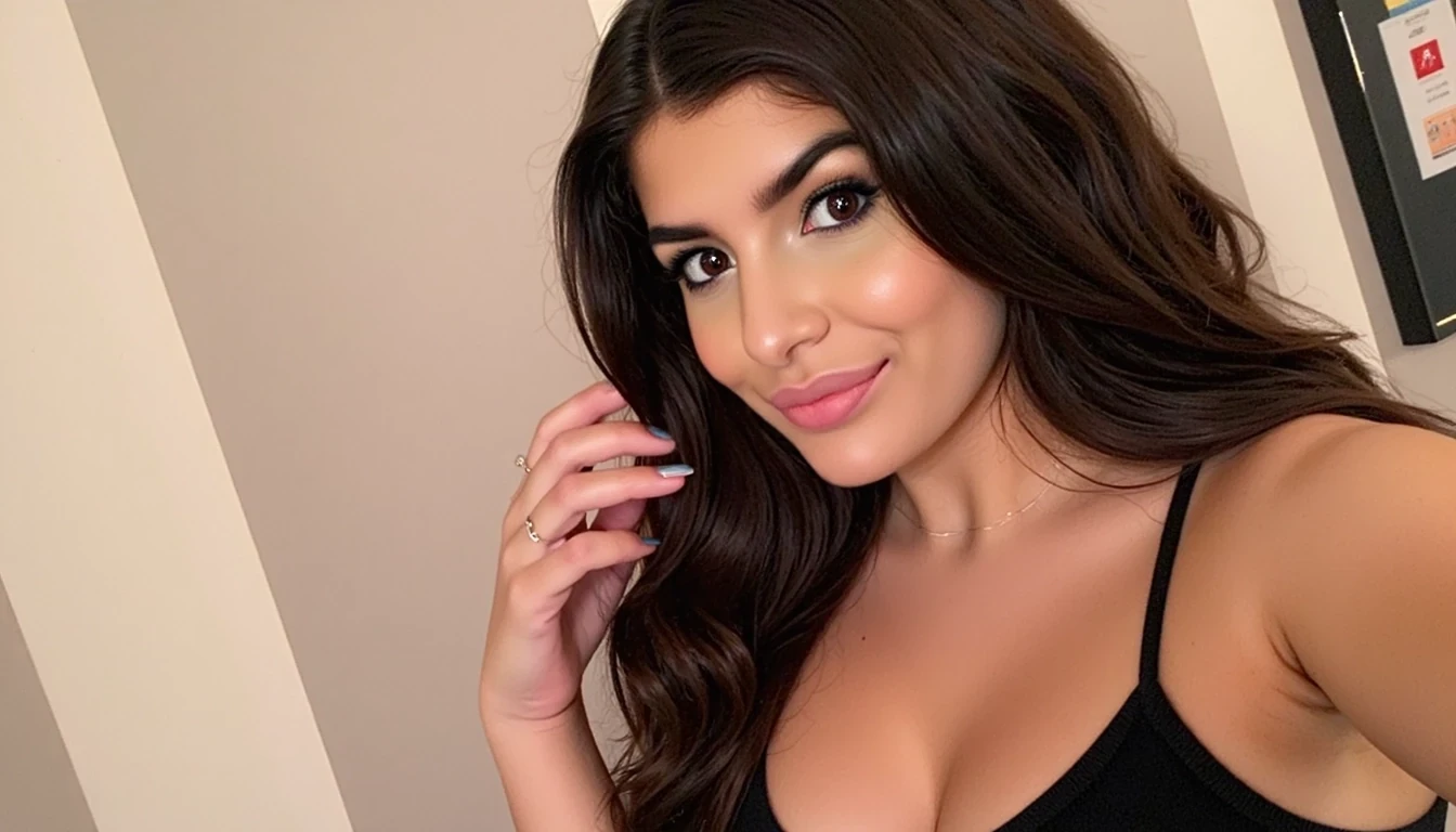  CSTMDL,she should have a body like ava addams,she should have big boobs,she should have perfectly shaped boobs,her boobs should be pushed up,her boobs should be pushed together,she should be posing seductively, she should be smiling like a slut