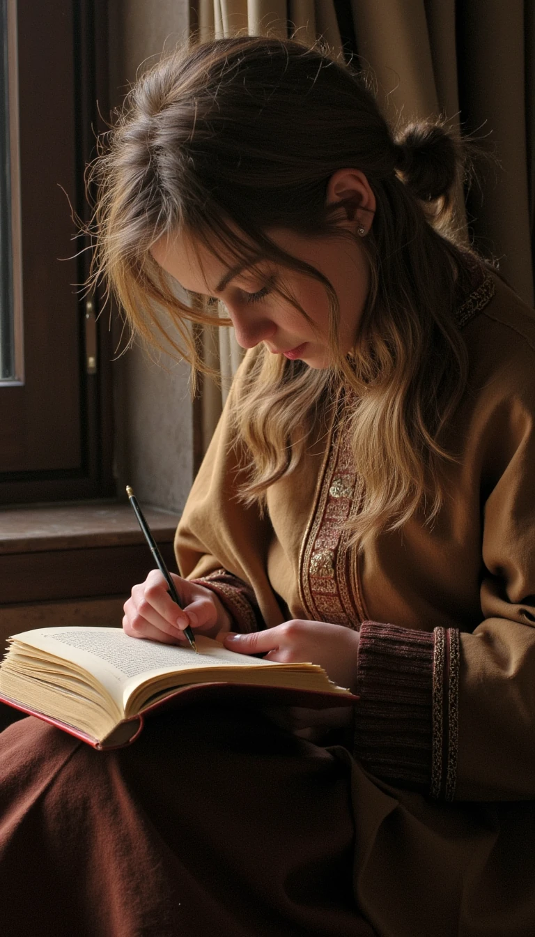 our model reading a book