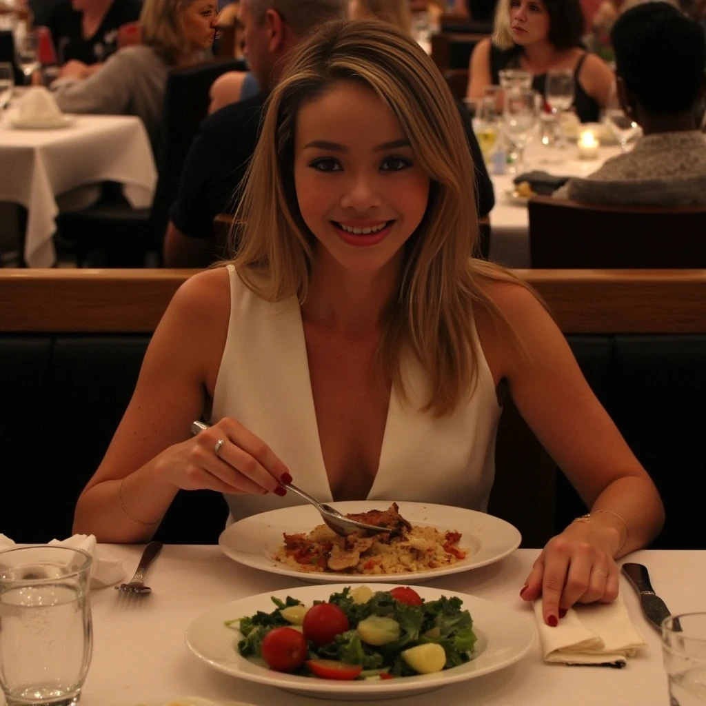 sitting down eating at a 5 star restaurant
