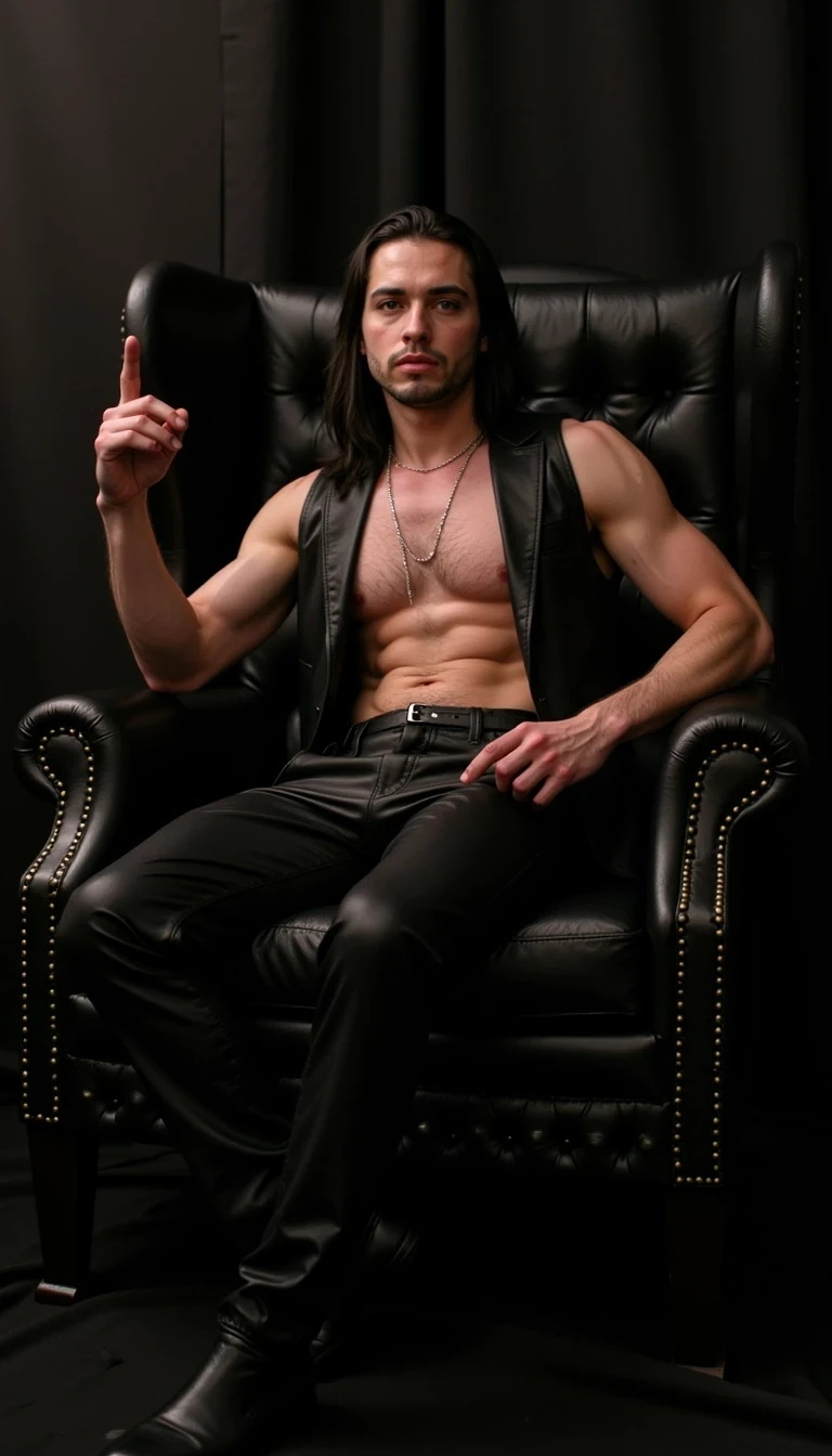 They sit on an obsidian throne, shirt unbuttoned to reveal sculpted abs glistening with a sheen of sweat. One hand grips the armrest with white knuckles while the other beckons you forward with a single finger. Their eyes burn with barely restrained hunger, lips parted as if they've just whispered your name. Leather pants sit dangerously low on their hips, and you can see the V-line that disappears beneath...
CSTMDL 
