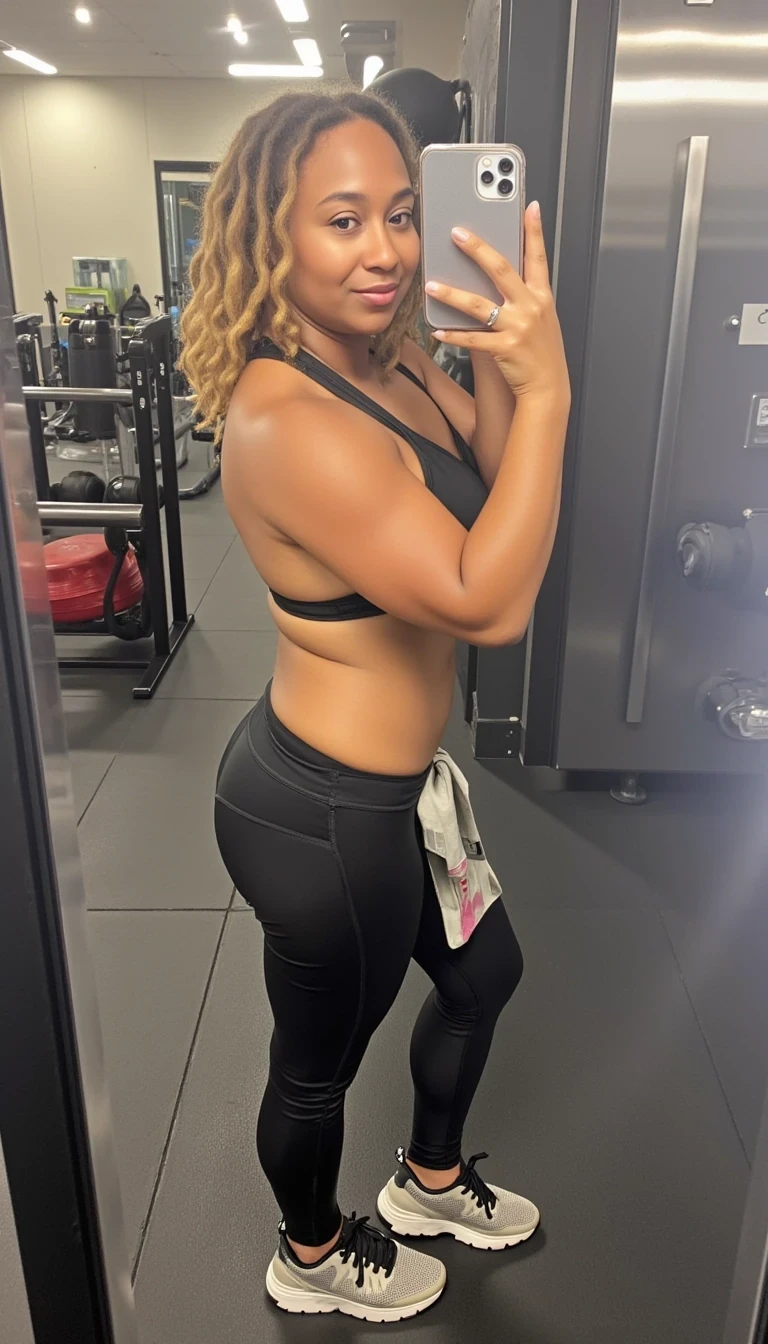 boring low quality snapchat photo circa 2015, a fit woman CSTMDL model as fitness influencer wearing gym outfit in the bodybuilding gym