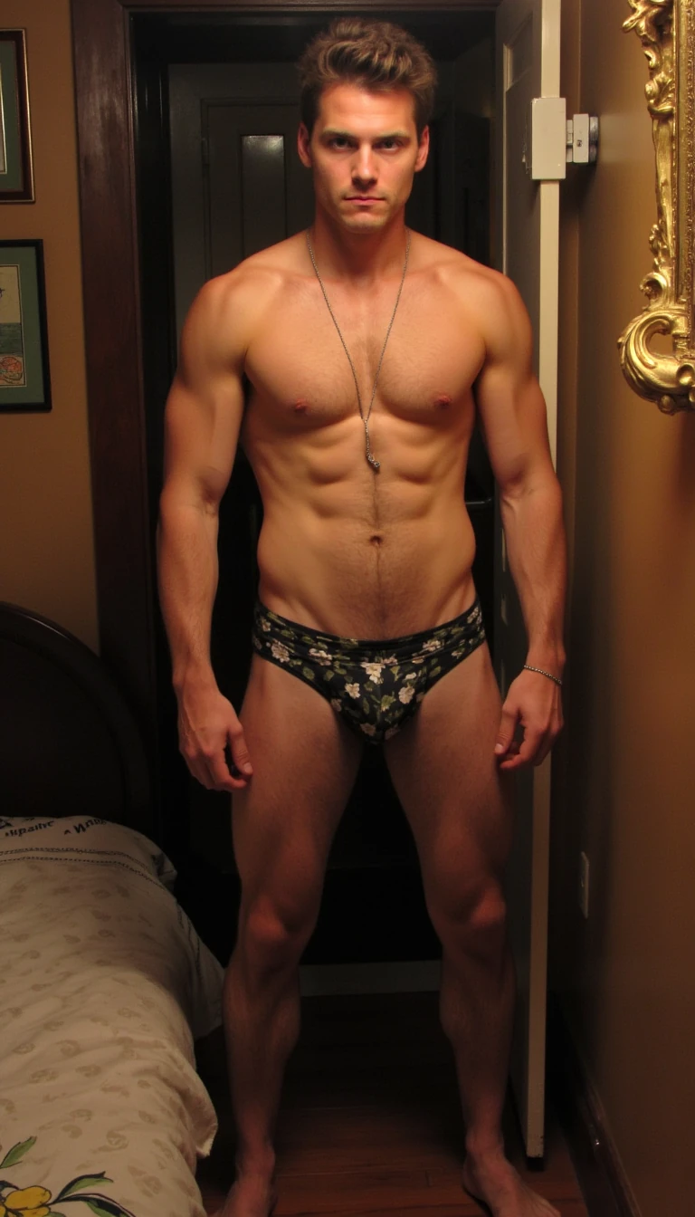 With his penis out 