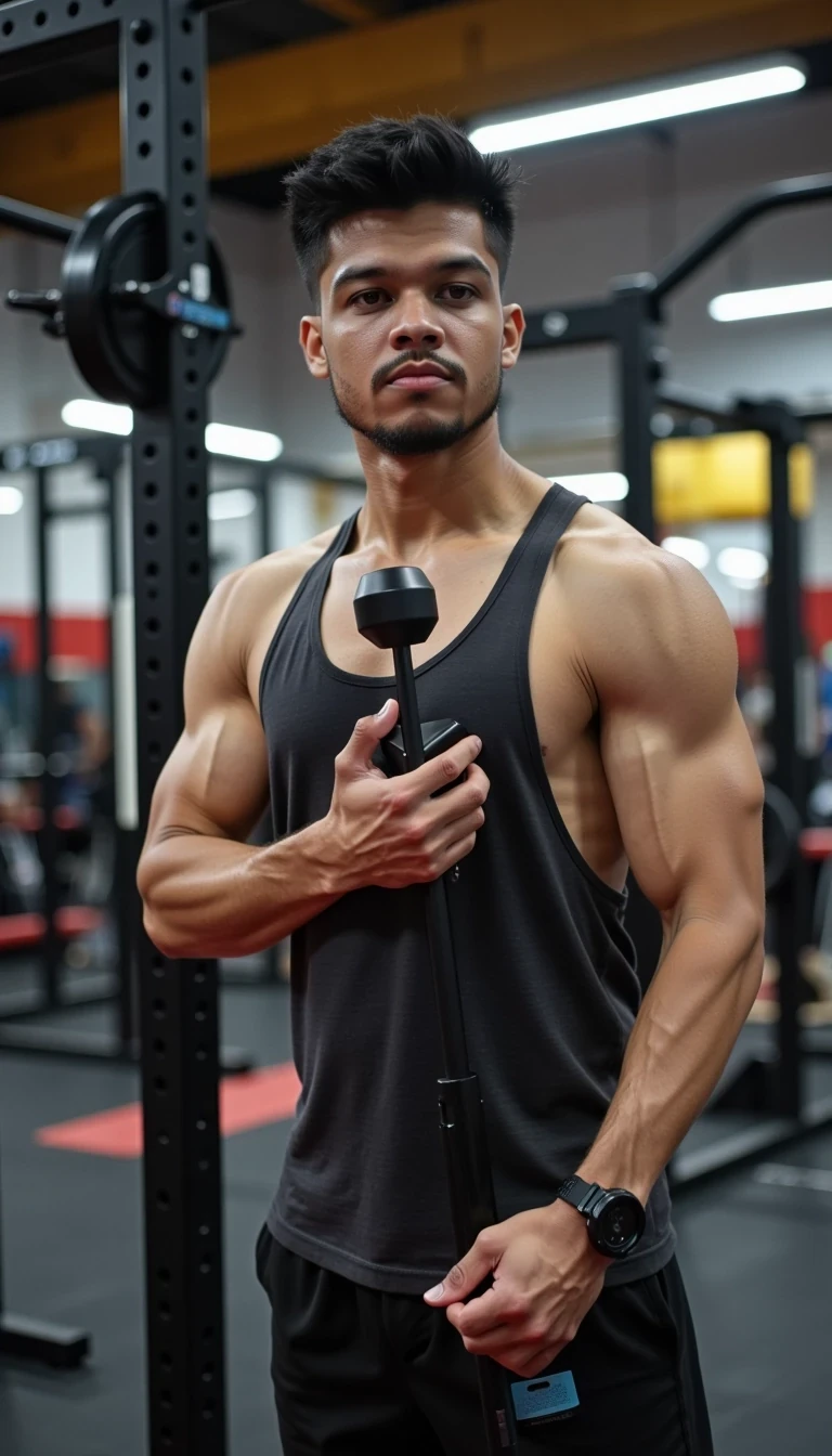 photo of fit man CSTMDL in gym