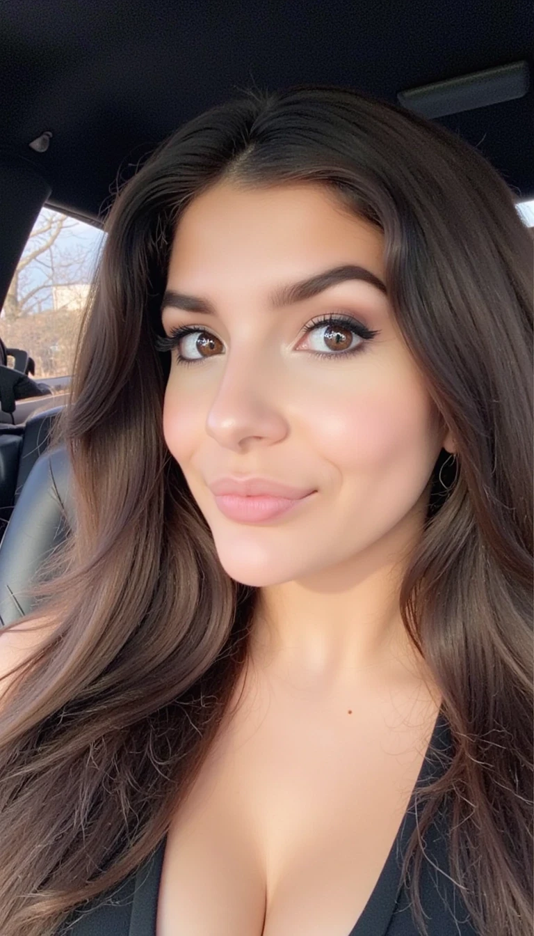 photo of woman CSTMDL with massive perfect boobs, she should be taking Snapchat selfies, she should be making a duck face with her lips