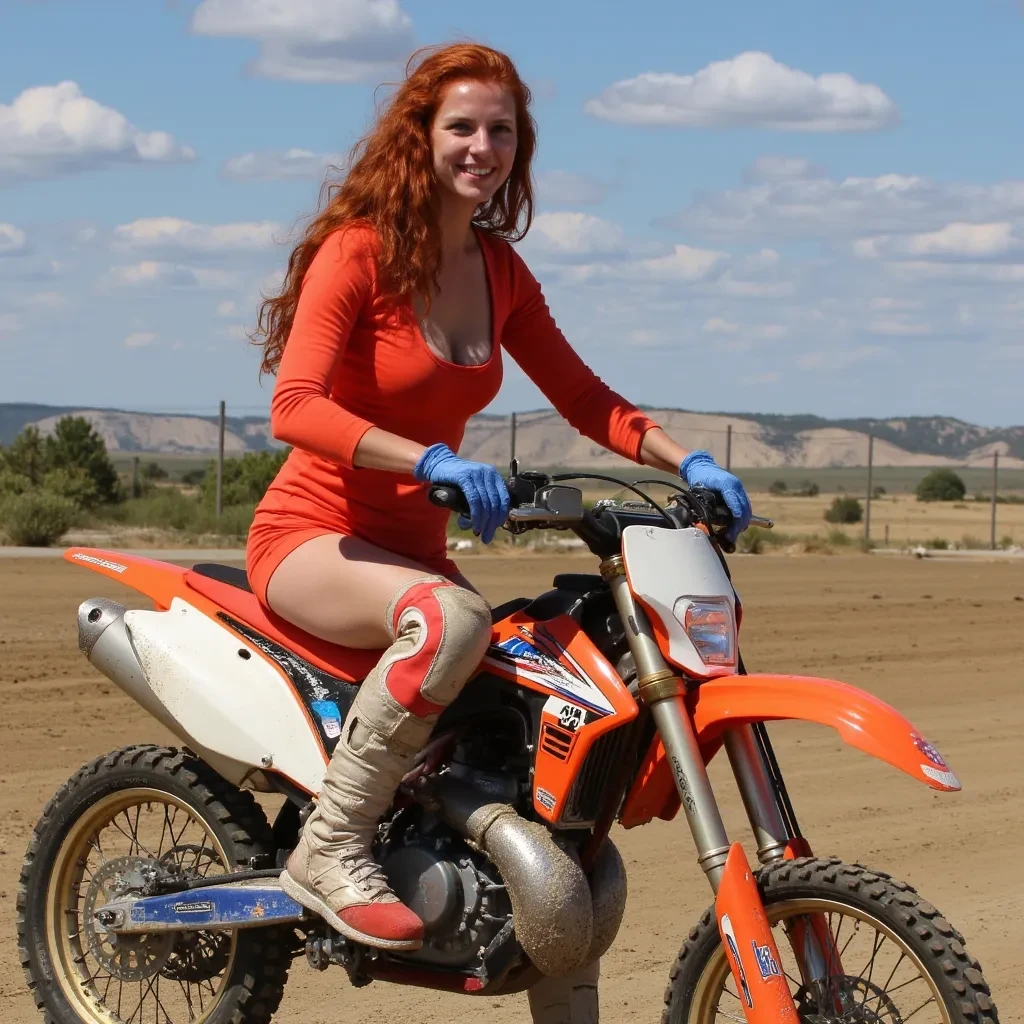 Okay this is my crazy construction Young sexy girl with red hair that promotes sandpaper gloves for my new company girl on dirt bikes with she loves he's got see titties big titties sea titties sea titties because she's a salmon girl right her hair's got to be wild and she's got to always be ready to sand wood so she got knee pad
