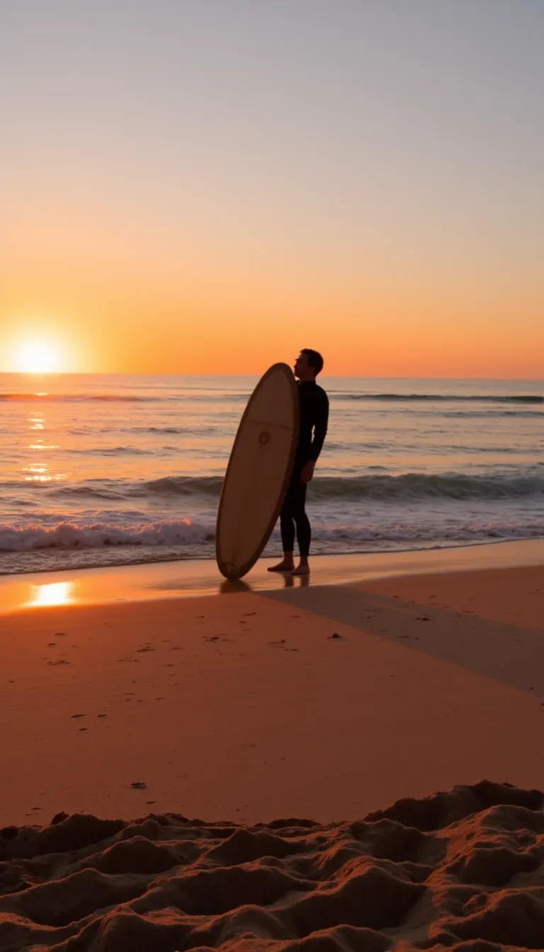 a woman standing on a sandy beach at sunset h igp3pc4nzsrqkymx5kwan8hf