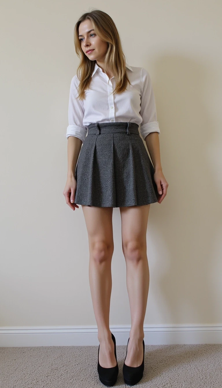 young tan CSTMDL bending over in a school skirt