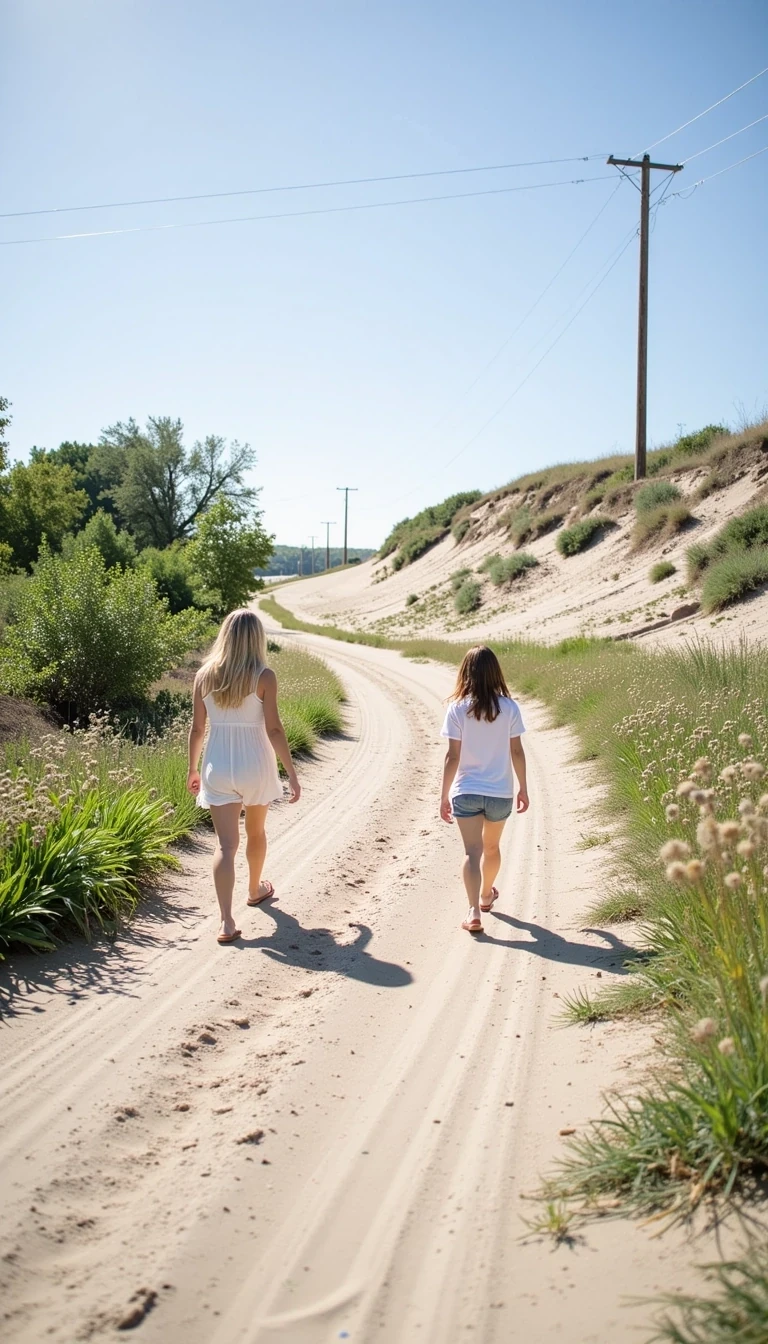 A generic Snapchat of a a white walking down the Indiana dunes national state park with the milks in the background ,CSTMDL,  