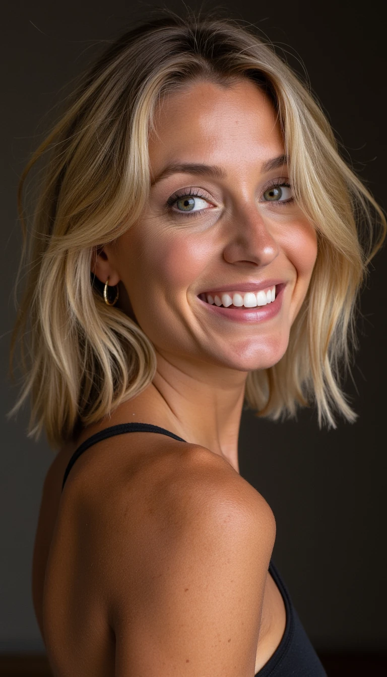 photoshooting emma blonde Bas & porte-jarretelles big smile lust in her eyes
