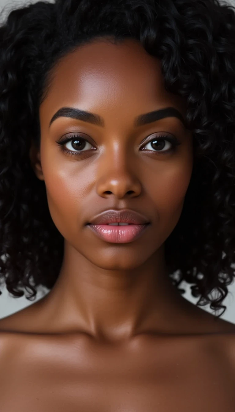 
CSTMDL, ultra photorealistic close-up portrait of a gorgeous 24-year-old Black woman with warm brown skin, natural curly black hair styled glamorously, brown eyes with playful sparkle, radiant skin glow with natural texture, confident flirty smile, bold lipstick, cinematic soft focus background, RAW photo, unedited, DSLR 85mm lens, Instagram profile headshot, hyper-detailed, centered face --exclude cartoon, anime, cgi, 3d render, illustration, painting, digital art, AI glow, plastic texture, doll-like, distorted face, blurry, watermark, text










