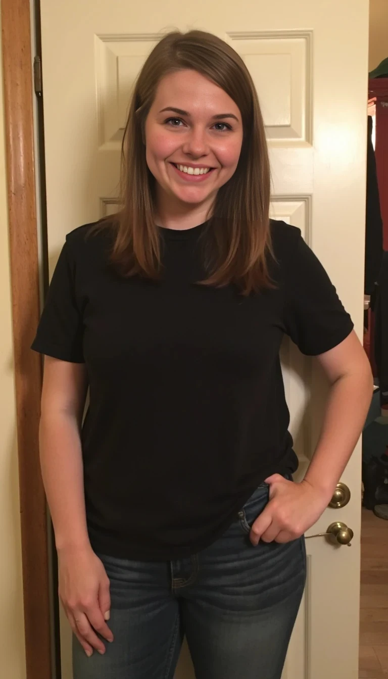 score_9, boring low quality snapchat photo circa 2015, 1girl, photo medium, black shirt, jeans