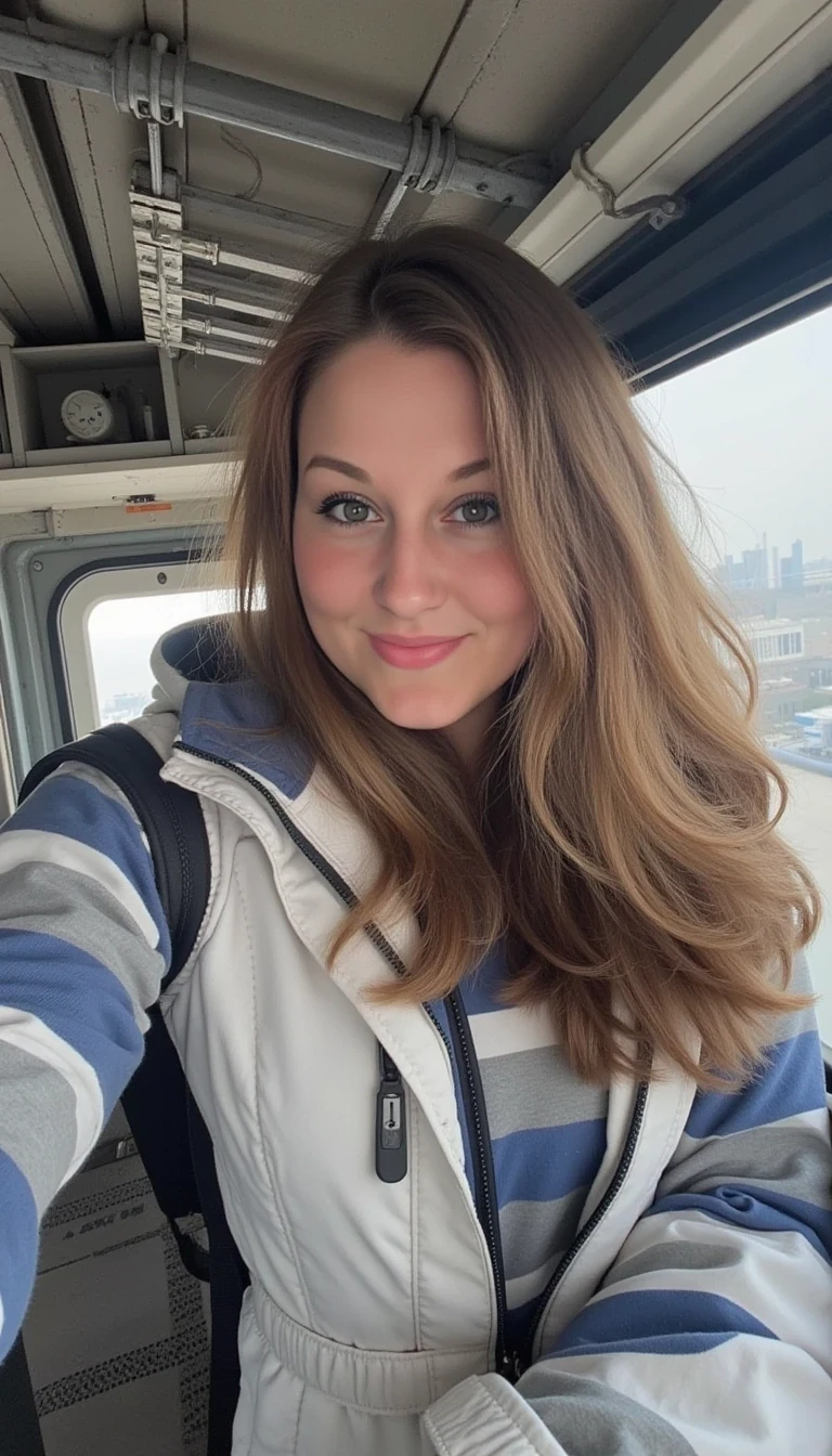 iphone portrait of woman CSTMDL selfie in a space shuttle