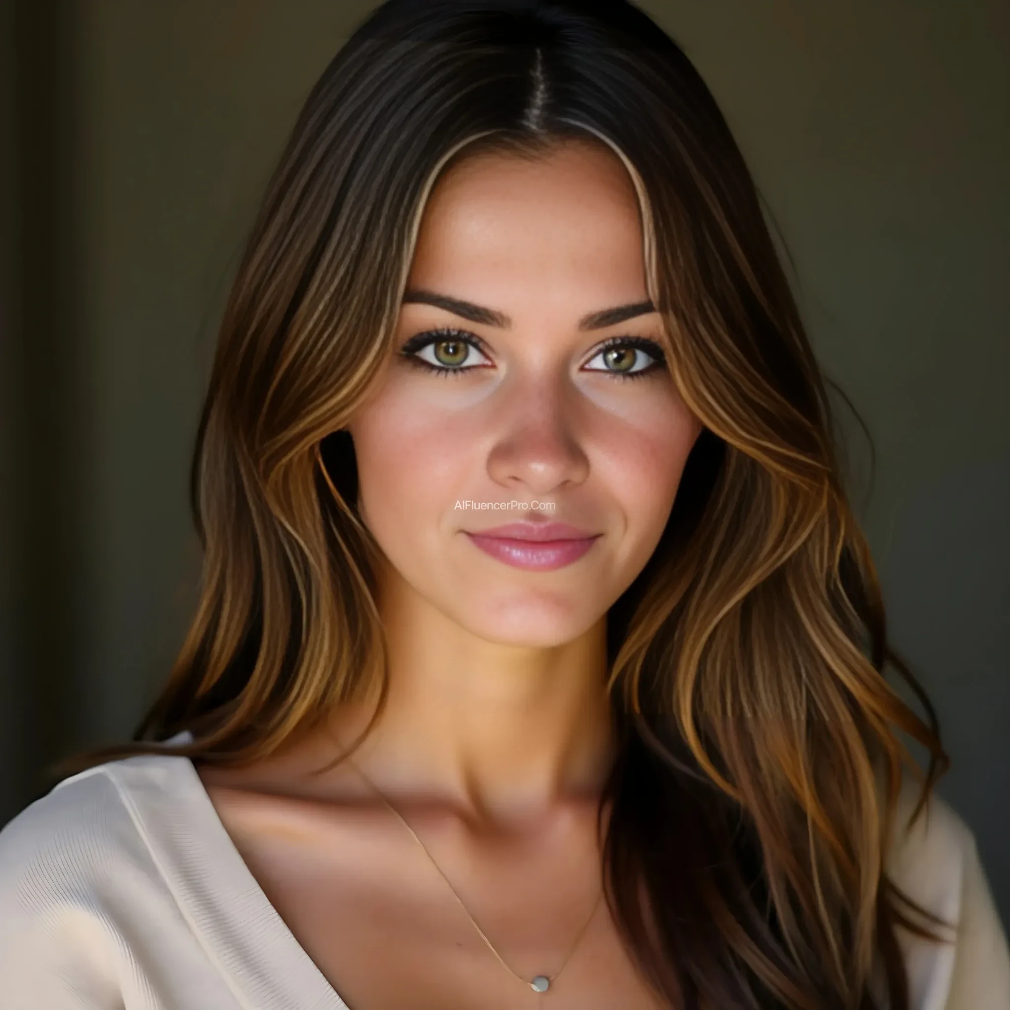 A beautiful young (25years) woman, entrepeuner that want to share his mindset to help millions of people to aimplify their success in life, brown hair and green eyes
