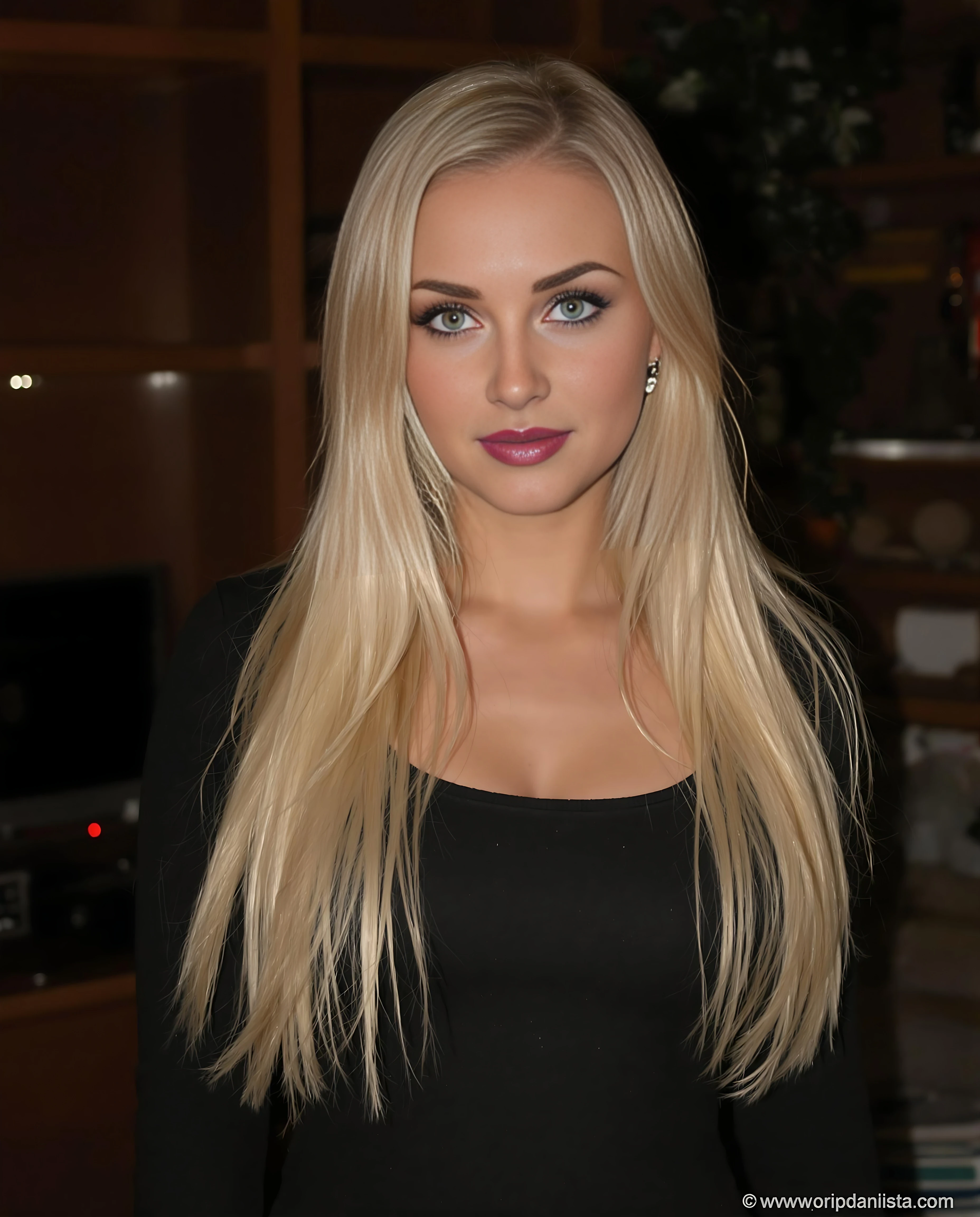 A stunningly gorgeous sexy hot short 5,4 height smooth caucasian complexion Ukrainian slut, blonde hair, long hair past her waist, petite hourglass figure, shes standing, straight forward view,