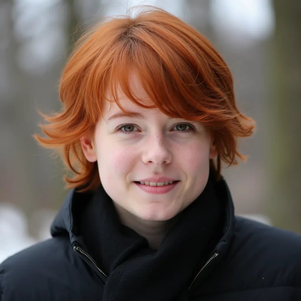 portrait of young non resident indian in canada, short red hairs