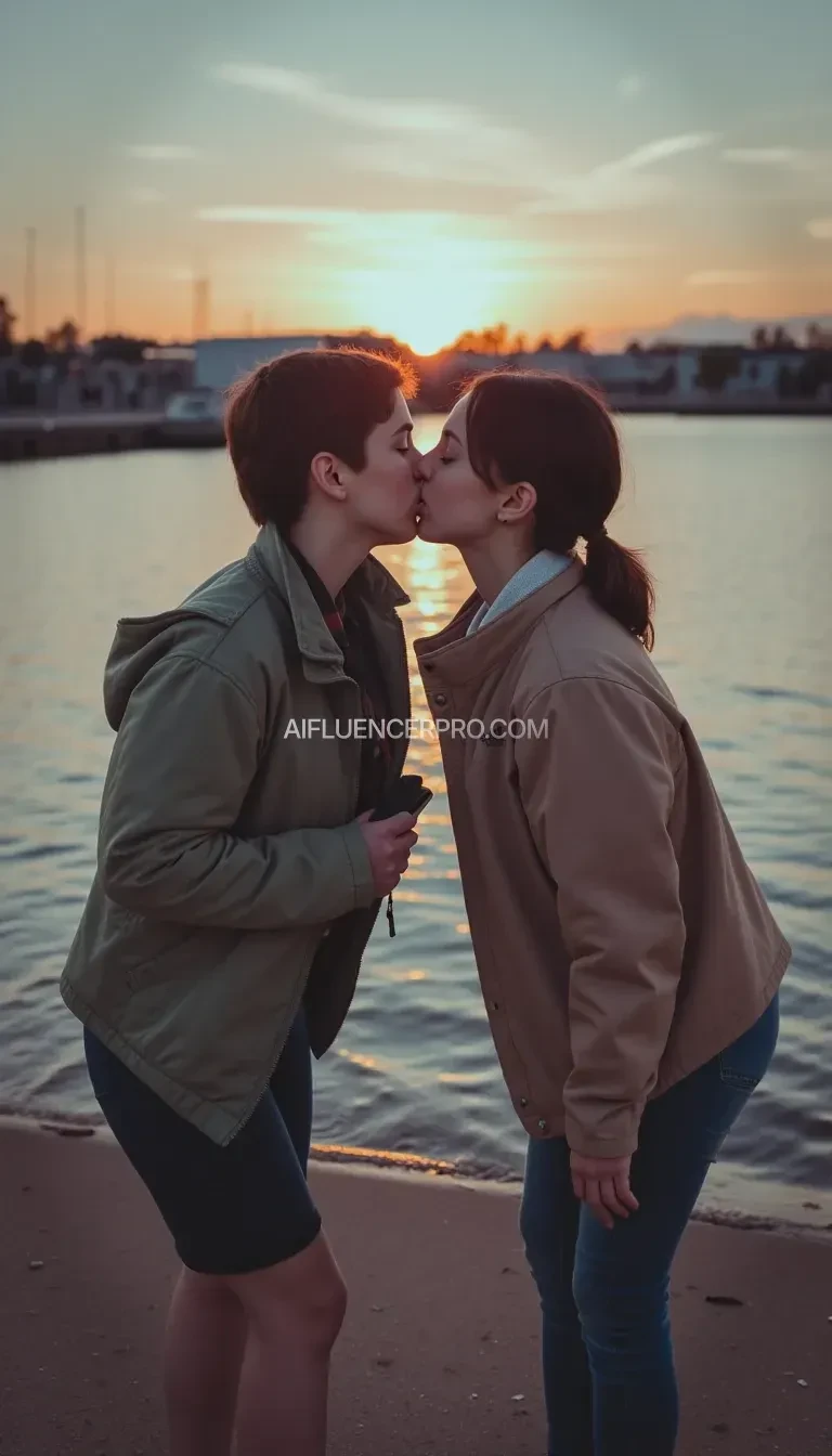 two girls kissing
