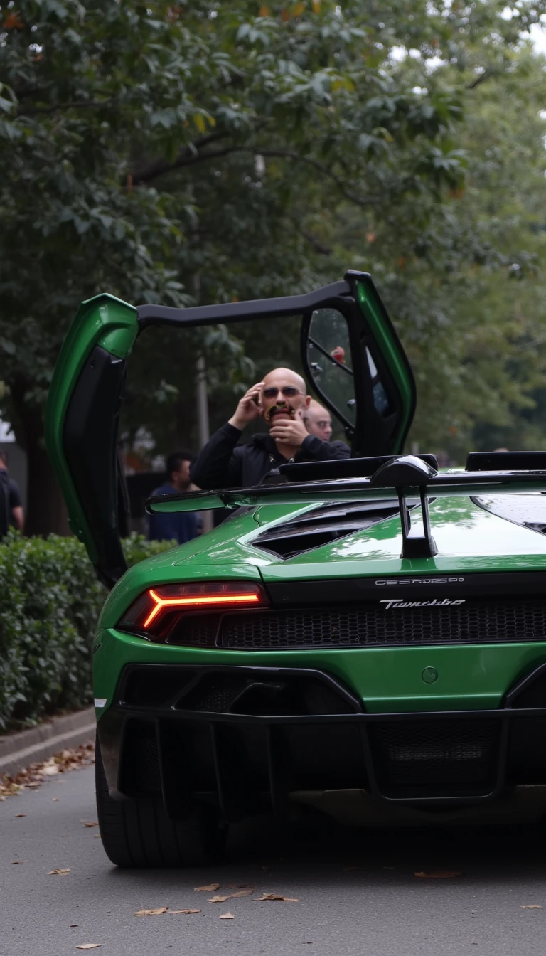 guy in a lambo hiding his face
