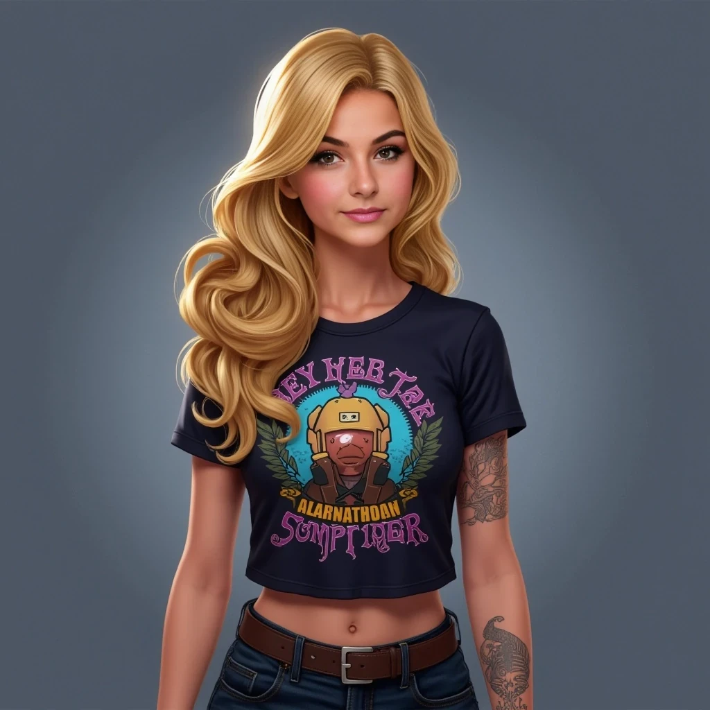The perfect 19-year-old gamer girl possesses a striking blend of confidence and charm. She has long, wavy blonde hair that cascades down her shoulders, catching the light as she moves. Her fit, toned body reflects an active lifestyle, combining both gaming and fitness, suggesting she finds joy in balancing her passions.
Her style is a mix of casual and trendy, often featuring form-fitting graphic tees that showcase her favorite games or characters. She pairs these with high-waisted jeans or comfortable leggings, allowing for both comfort and style during long gaming sessions or outings with friends.
A few cute tattoos adorn her skin, each thoughtfully chosen and strategically placed. For example, a small amulet symbol on her wrist or an intricate design on her shoulder can reflect her interest in fantasy or gaming culture, adding a unique touch to her overall appearance.
Her confidence shines through her warm smile and expressive eyes, often sparkling with excitement when discussing her latest gaming achievements or upcoming releases. Friendly and approachable, she thrives in both online and offline gaming communities, effortlessly blending her passion for gaming with an engaging personality.
Overall, she embodies a modern, youthful spirit, balancing her love for gaming with a sense of style and individuality that sets her apart.