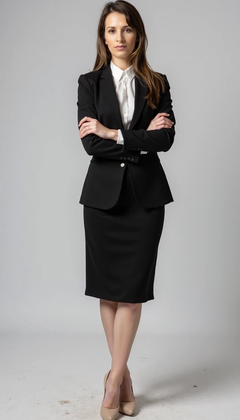 A full body shot photo size 12   professional   Office dress   Cute pose
  