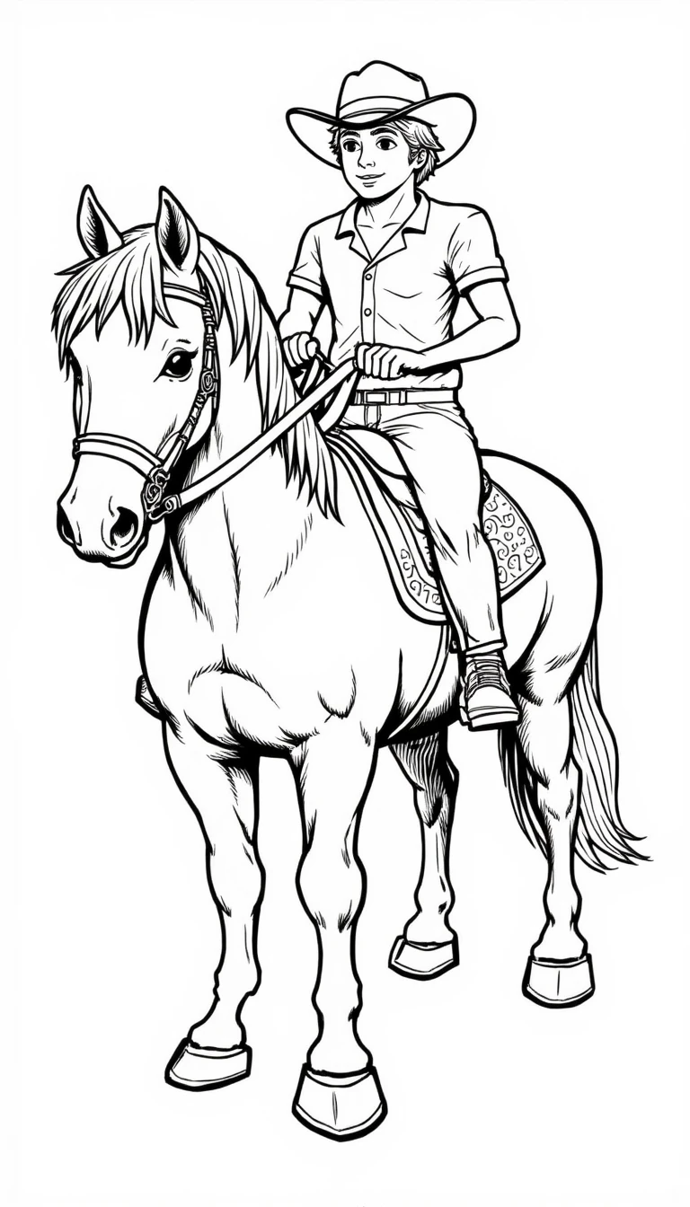 Make a picture riding on a horse